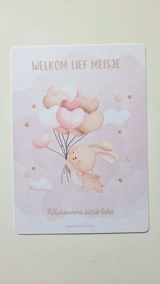 Geboorte wenskaart: welkom lief meisje