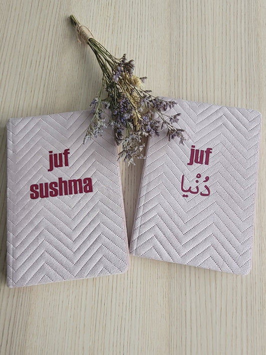 Gepersonaliseerd notitieboek A5 (roze stof)