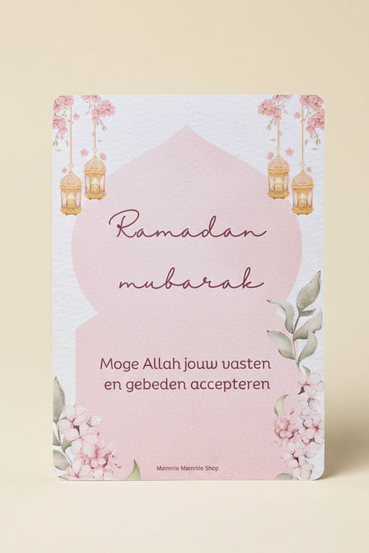 Ramadan mubarak wenskaart roze
