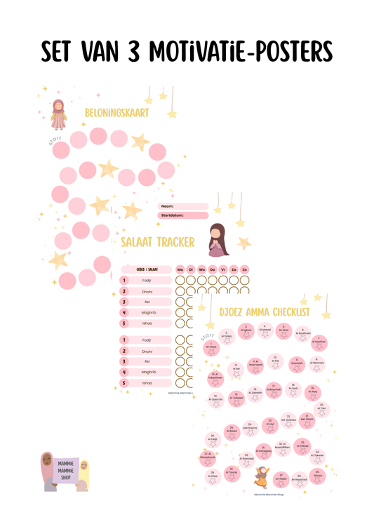 Set van 3 motivatie-posters voor meisjes - digitale download