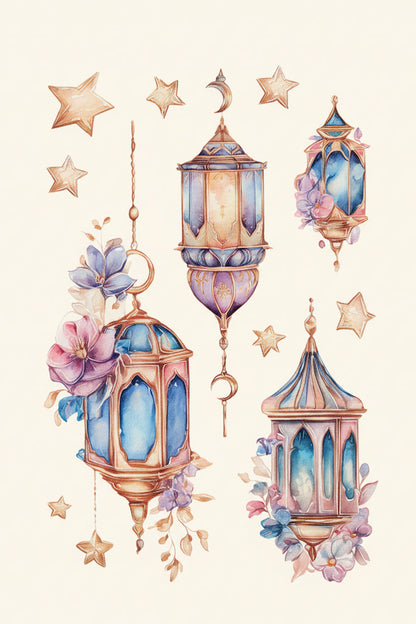 Muur- raamstickers Ramadan en Eid lantaarns