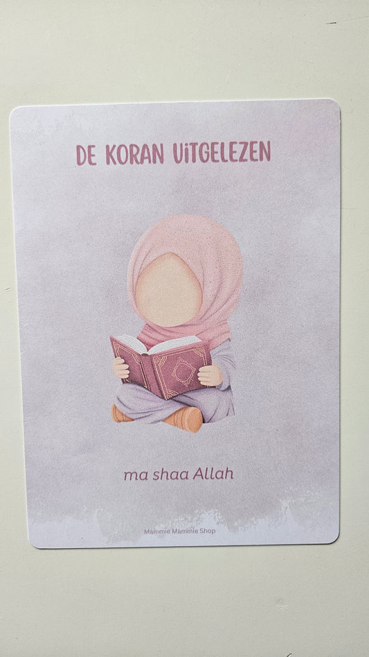De Koran uitgelezen - wenskaart voor meisje