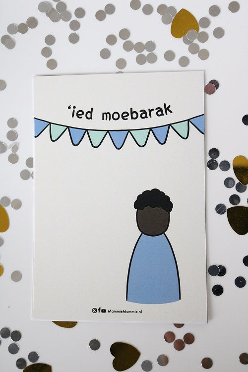 Eid mubarak kaart (jongen blauw)