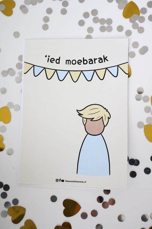 Eid mubarak kaart (jongen lichtblauw)