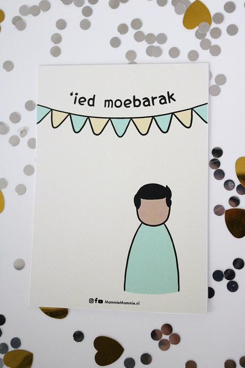Eid mubarak kaart (jongen groen)