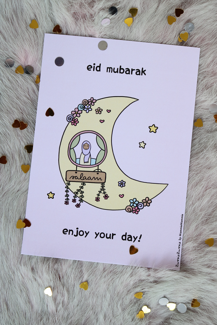 Eid mubarak kaart voor meisjes